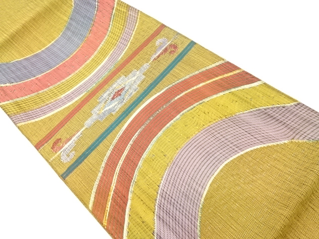 JAPANESE FUKURO OBI / WOVEN WAVY STRIPE & ABSTRACT